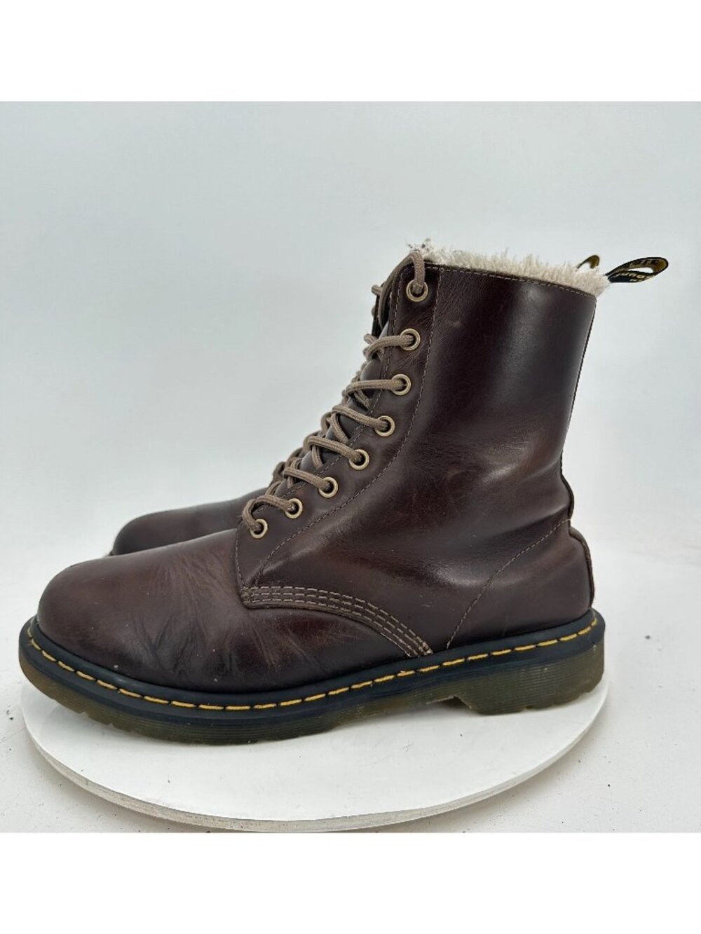 Dr. Martens 1460 Serena Women Size 11 Brown Leather Faux fur lined Combat Boot